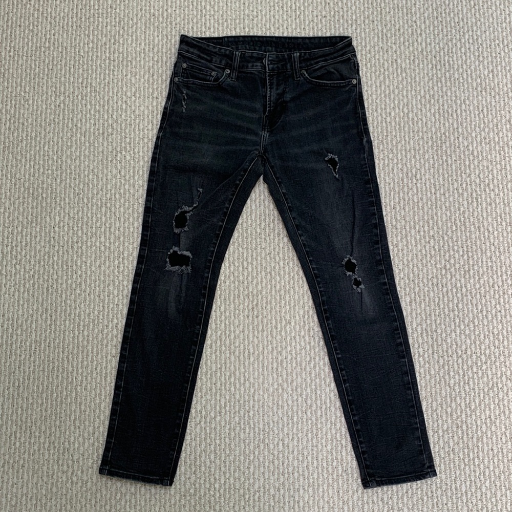 AE AMERICAN EAGLE Men’s Flex Distressed Skinny Jean - Washed Black [30 X 30]